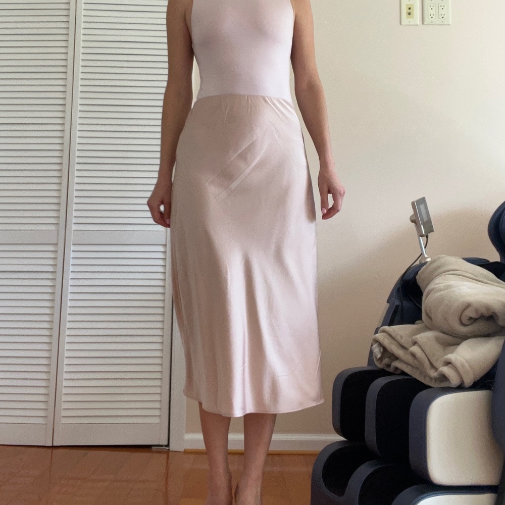 Olive +Oak silky pastel pink skirt